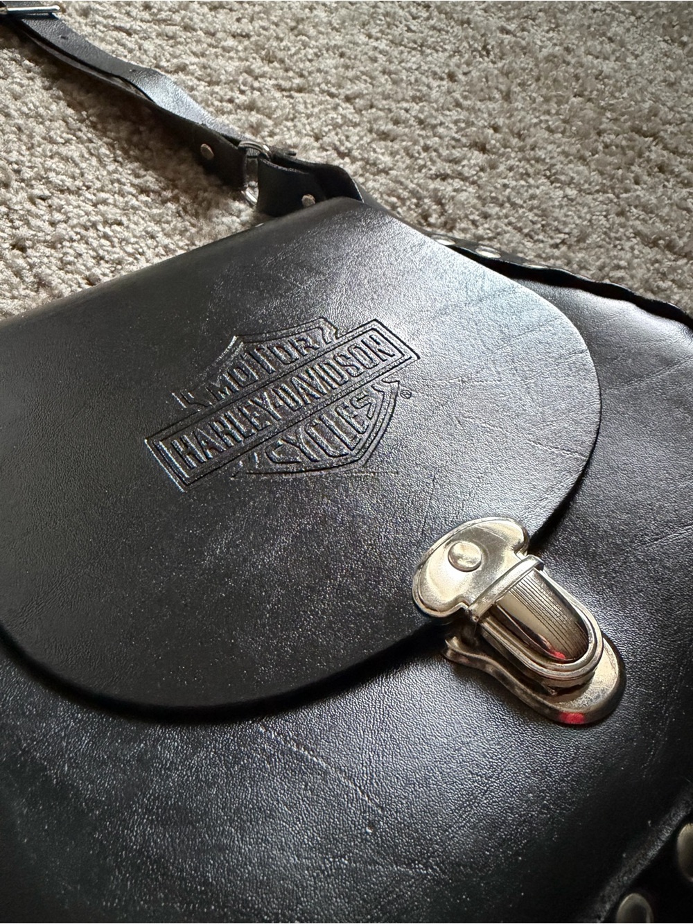 Harley-Davidson Black Leather Studded Bag - Picture 4 of 9